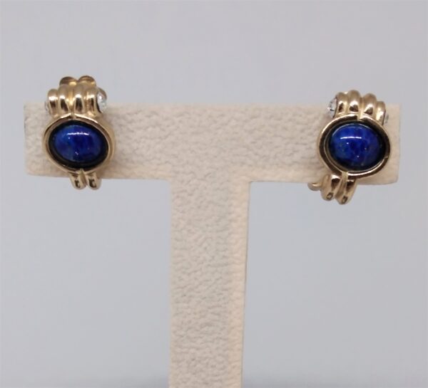 orecchini clip cabochon blu