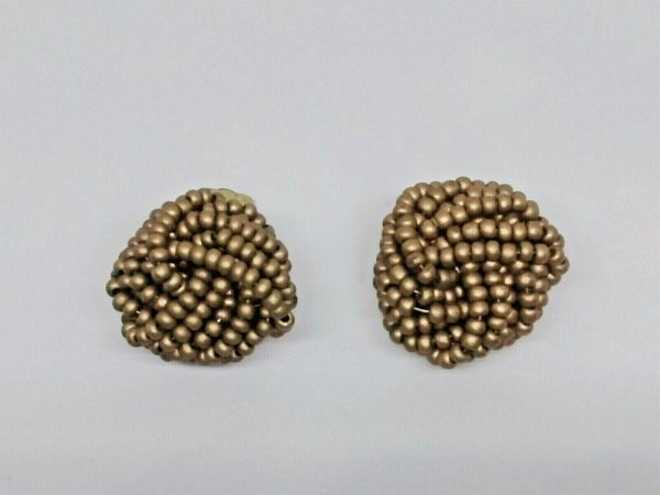 orecchini clip perline dorate intrecciate anni 60